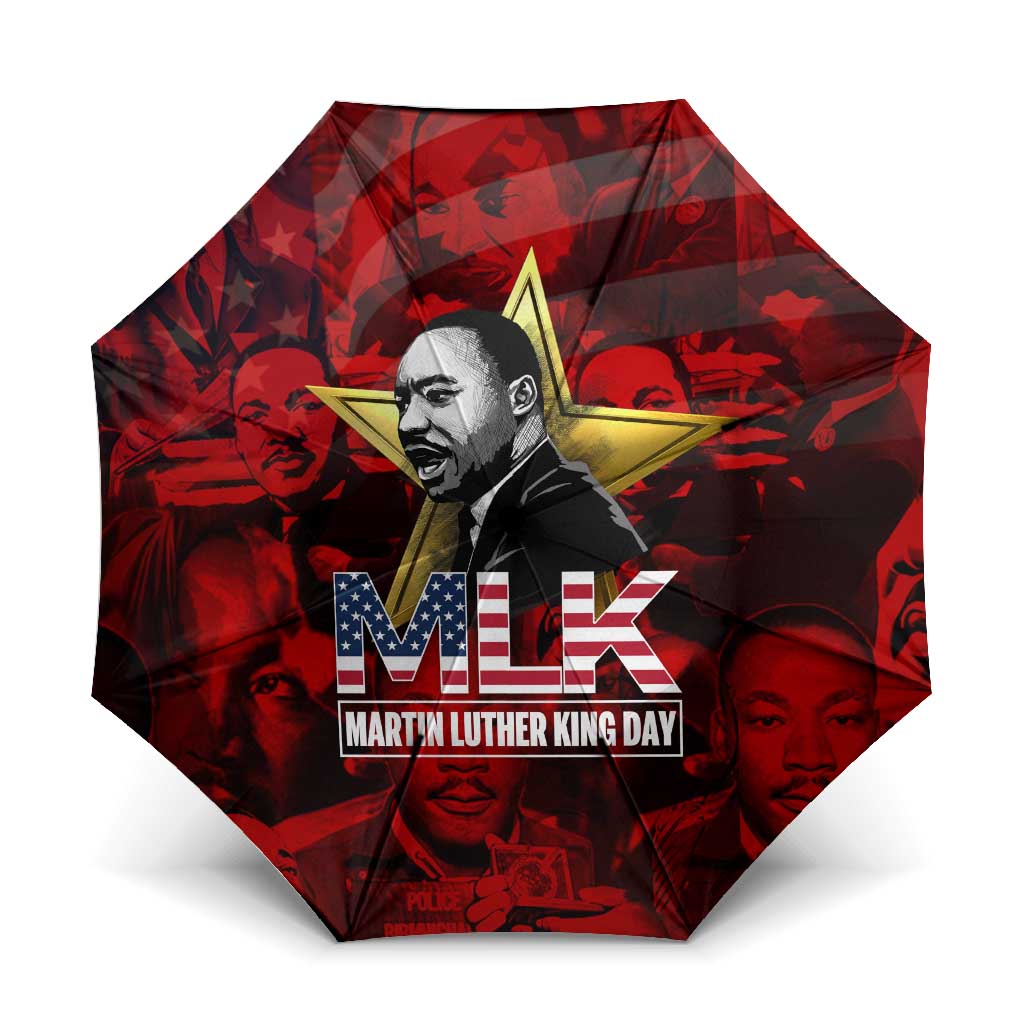 MLK Day Umbrella Martin Luther King Jr Tribute American Flag Lettering - Wonder Print Shop