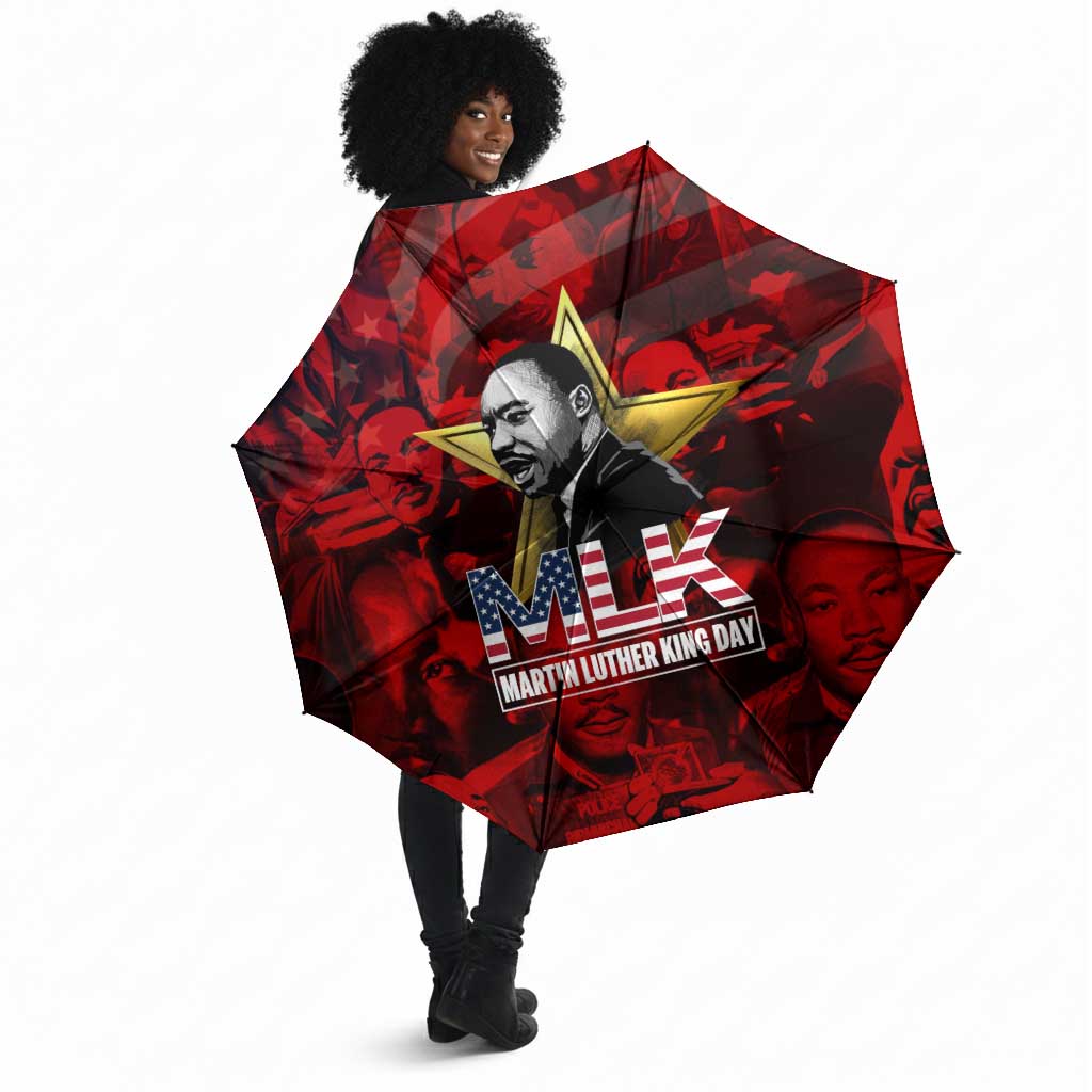 MLK Day Umbrella Martin Luther King Jr Tribute American Flag Lettering - Wonder Print Shop