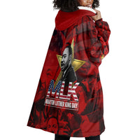 MLK Day Wearable Blanket Hoodie Martin Luther King Jr Tribute American Flag Lettering - Wonder Print Shop