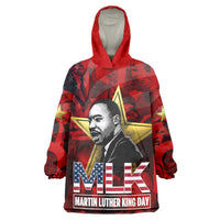 MLK Day Wearable Blanket Hoodie Martin Luther King Jr Tribute American Flag Lettering - Wonder Print Shop