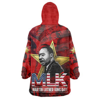 MLK Day Wearable Blanket Hoodie Martin Luther King Jr Tribute American Flag Lettering - Wonder Print Shop