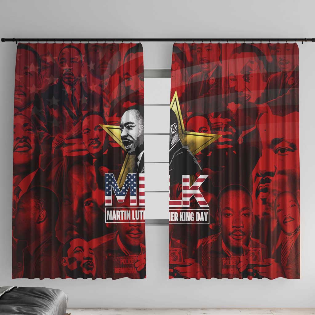 MLK Day Window Curtain Martin Luther King Jr Tribute American Flag Lettering - Wonder Print Shop