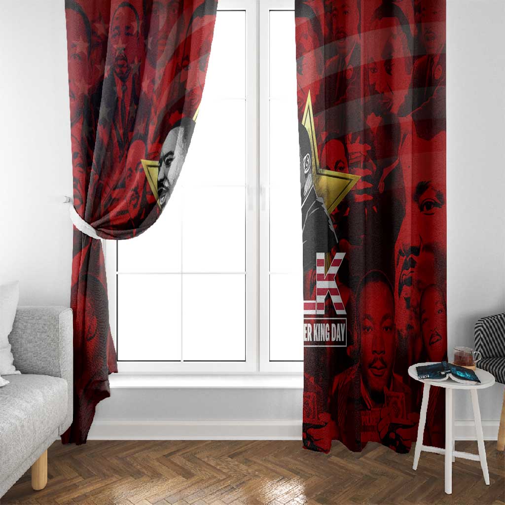 MLK Day Window Curtain Martin Luther King Jr Tribute American Flag Lettering - Wonder Print Shop