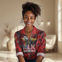 MLK Day Women Casual Shirt Martin Luther King Jr Tribute American Flag Lettering - Wonder Print Shop