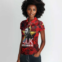 MLK Day Women Polo Shirt Martin Luther King Jr Tribute American Flag Lettering - Wonder Print Shop