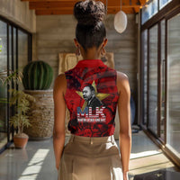 MLK Day Women Sleeveless Polo Shirt Martin Luther King Jr Tribute American Flag Lettering - Wonder Print Shop