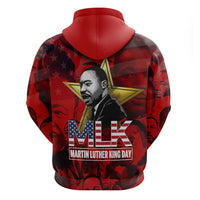 MLK Day Zip Hoodie Martin Luther King Jr Tribute American Flag Lettering - Wonder Print Shop