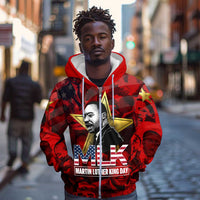 MLK Day Zip Hoodie Martin Luther King Jr Tribute American Flag Lettering - Wonder Print Shop