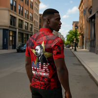 MLK Day Zipper Polo Shirt Martin Luther King Jr Tribute American Flag Lettering - Wonder Print Shop