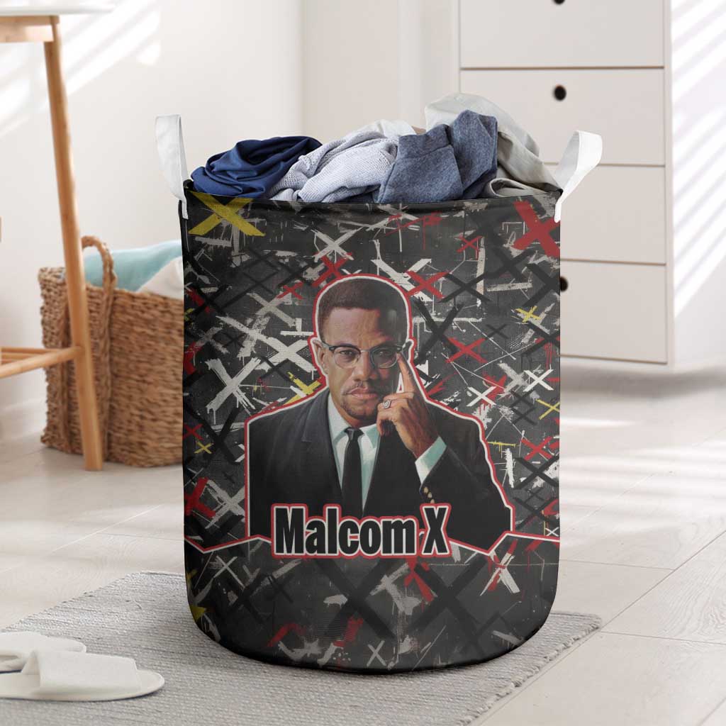 Malcolm X Laundry Basket Street Art Style Portrait Quote The Future Belongs to Those Who Prepare Civil Rights Tribute - Wonder Print Shop