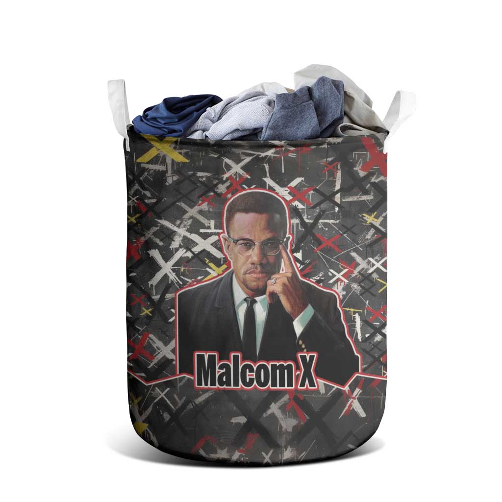 Malcolm X Laundry Basket Street Art Style Portrait Quote The Future Belongs to Those Who Prepare Civil Rights Tribute - Wonder Print Shop