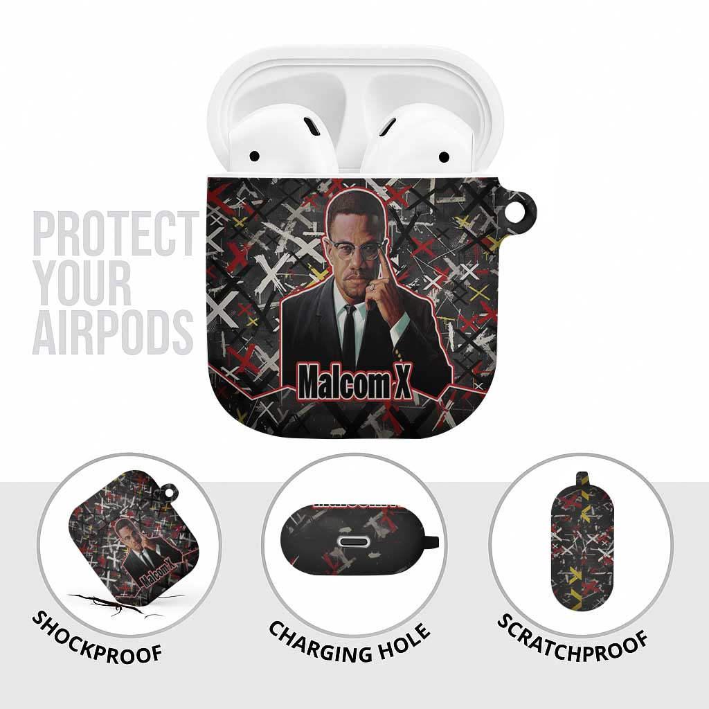 Malcolm X AirPods Case Street Art Style Portrait Quote The Future Belongs to Those Who Prepare Civil Rights Tribute - Wonder Print Shop