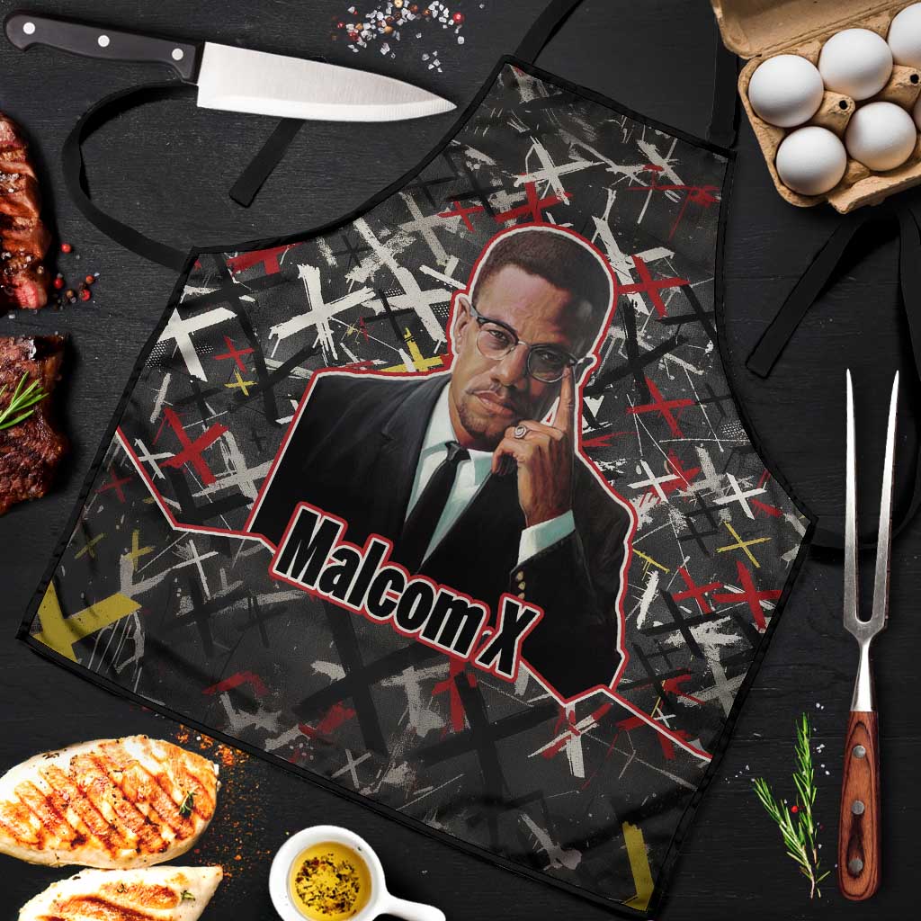 Malcolm X Apron Street Art Style Portrait Quote The Future Belongs to Those Who Prepare Civil Rights Tribute - Wonder Print Shop