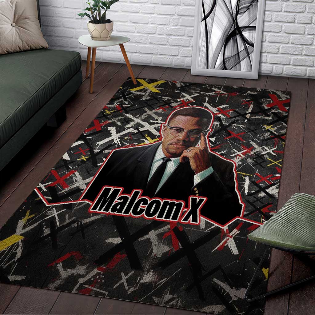 Malcolm X Area Rug Street Art Style Portrait Quote The Future Belongs to Those Who Prepare Civil Rights Tribute - Wonder Print Shop