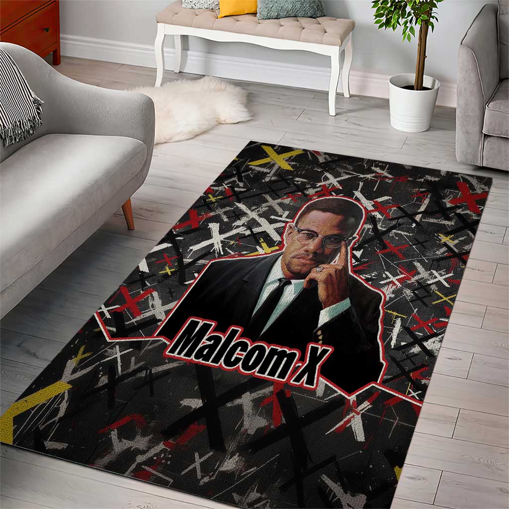 Malcolm X Area Rug Street Art Style Portrait Quote The Future Belongs to Those Who Prepare Civil Rights Tribute - Wonder Print Shop