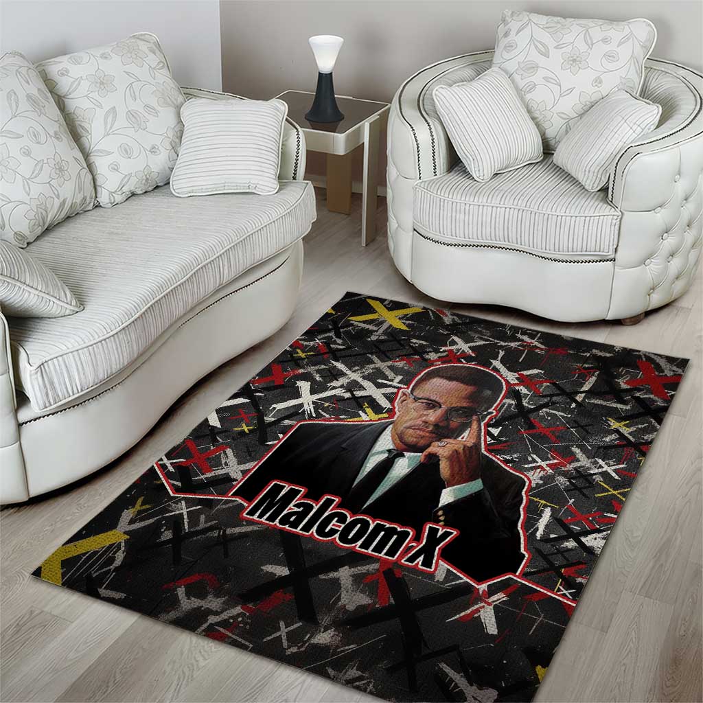 Malcolm X Area Rug Street Art Style Portrait Quote The Future Belongs to Those Who Prepare Civil Rights Tribute - Wonder Print Shop