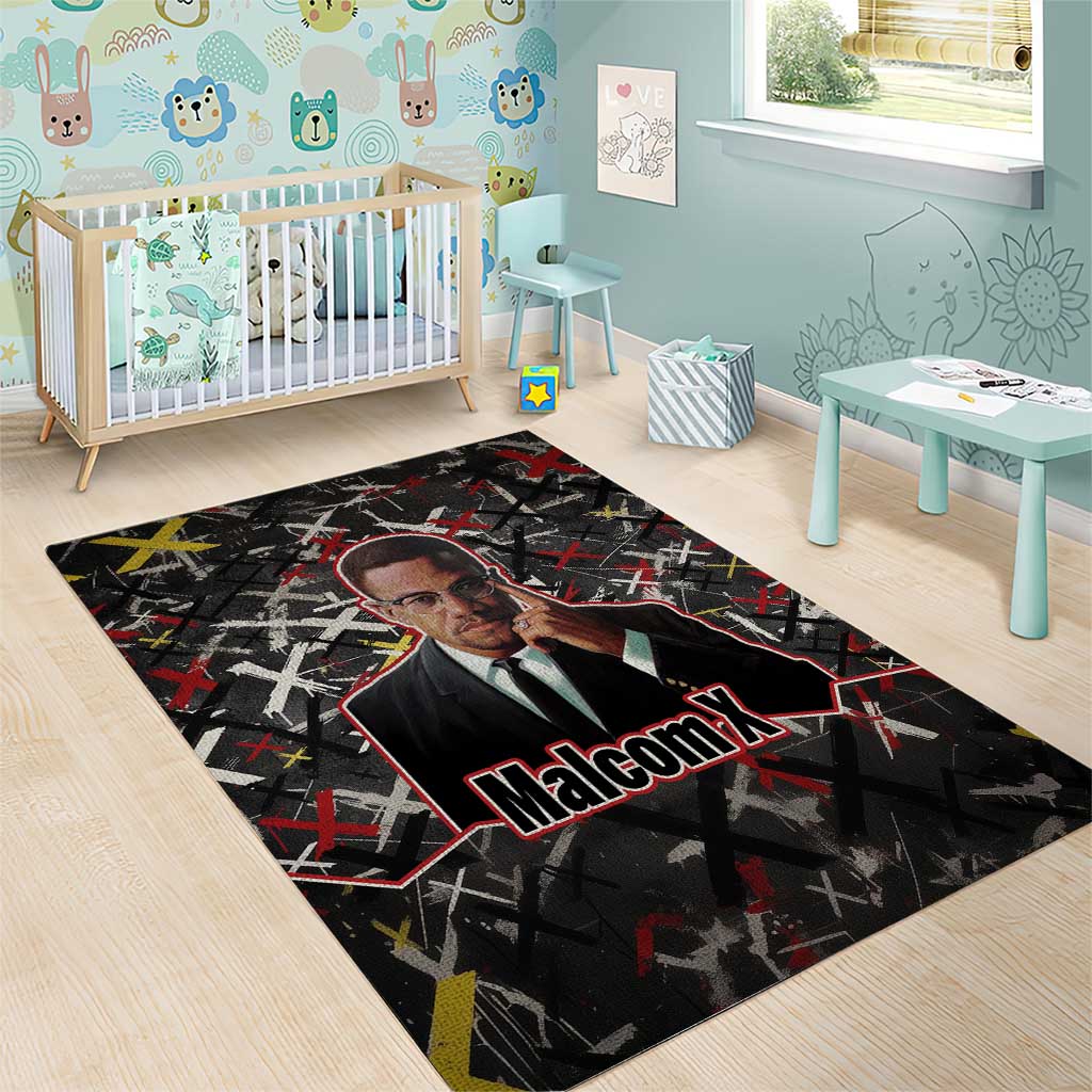 Malcolm X Area Rug Street Art Style Portrait Quote The Future Belongs to Those Who Prepare Civil Rights Tribute - Wonder Print Shop