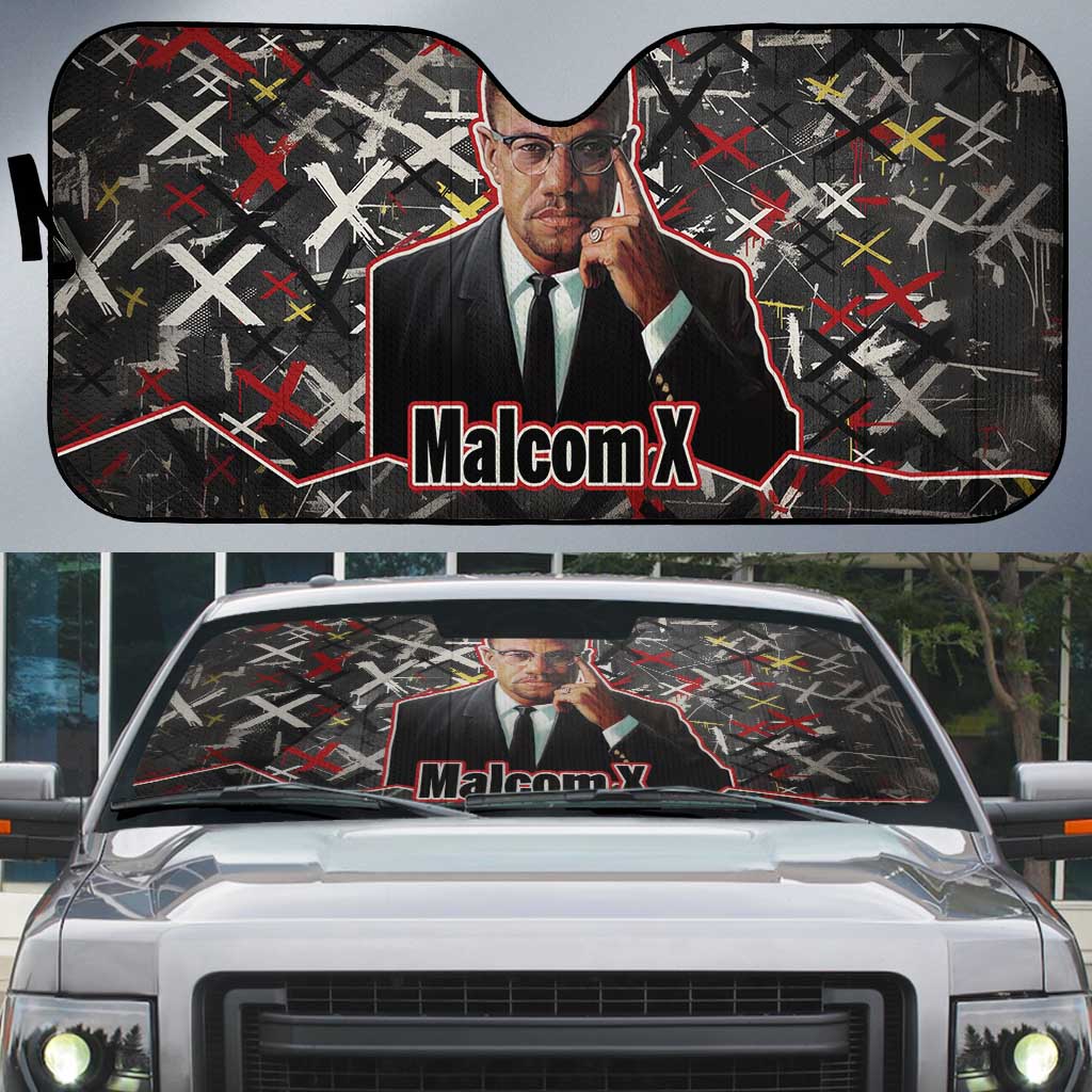 Malcolm X Auto Sun Shade Street Art Style Portrait Quote The Future Belongs to Those Who Prepare Civil Rights Tribute - Wonder Print Shop