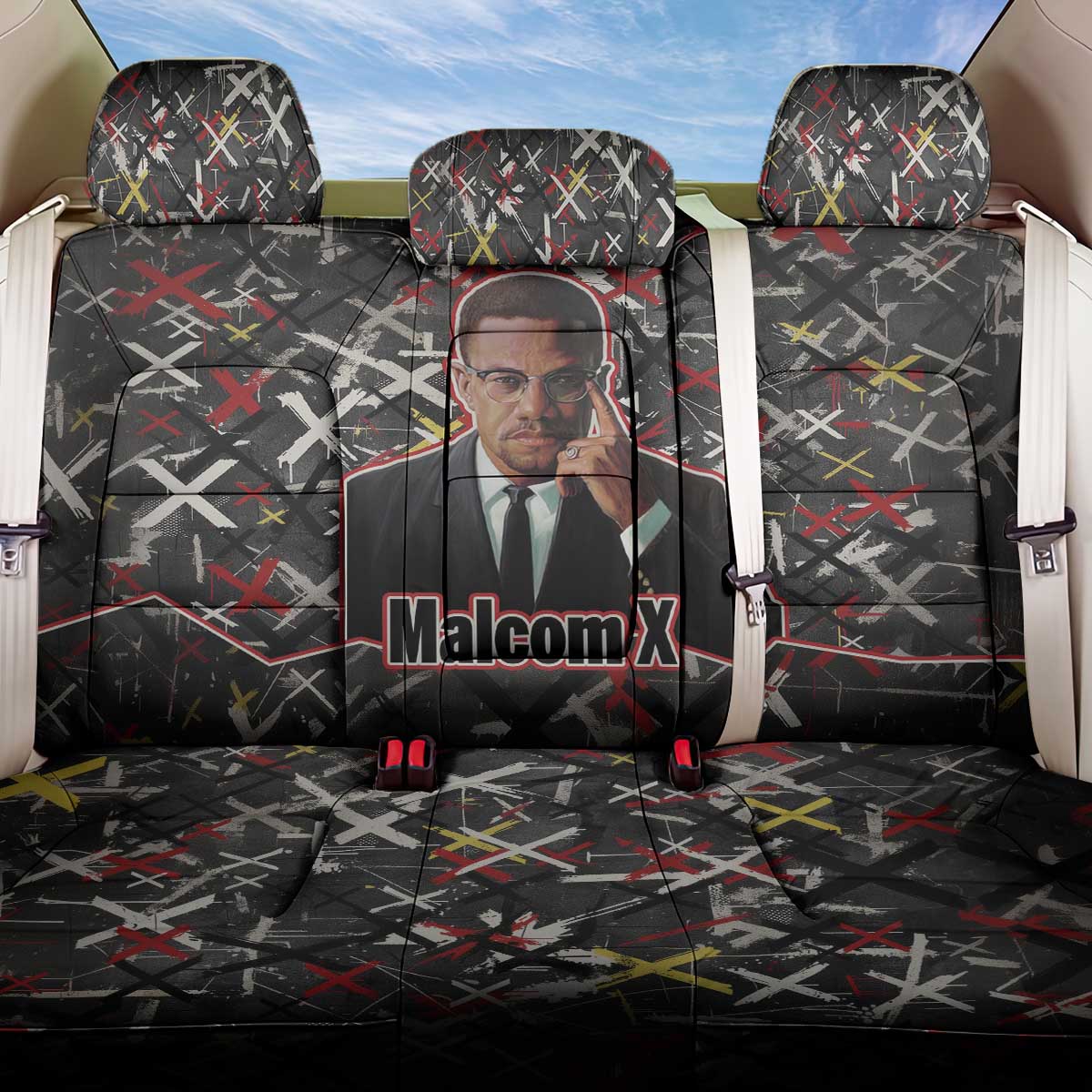 Malcolm X Back Car Seat Cover Street Art Style Portrait Quote The Future Belongs to Those Who Prepare Civil Rights Tribute - Wonder Print Shop