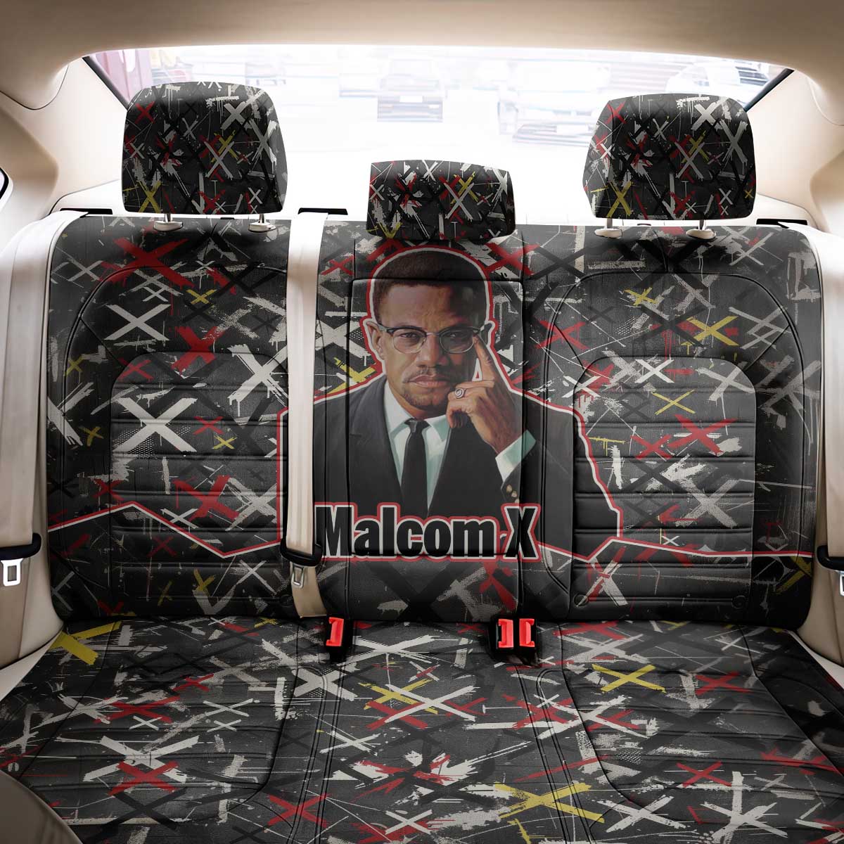 Malcolm X Back Car Seat Cover Street Art Style Portrait Quote The Future Belongs to Those Who Prepare Civil Rights Tribute - Wonder Print Shop