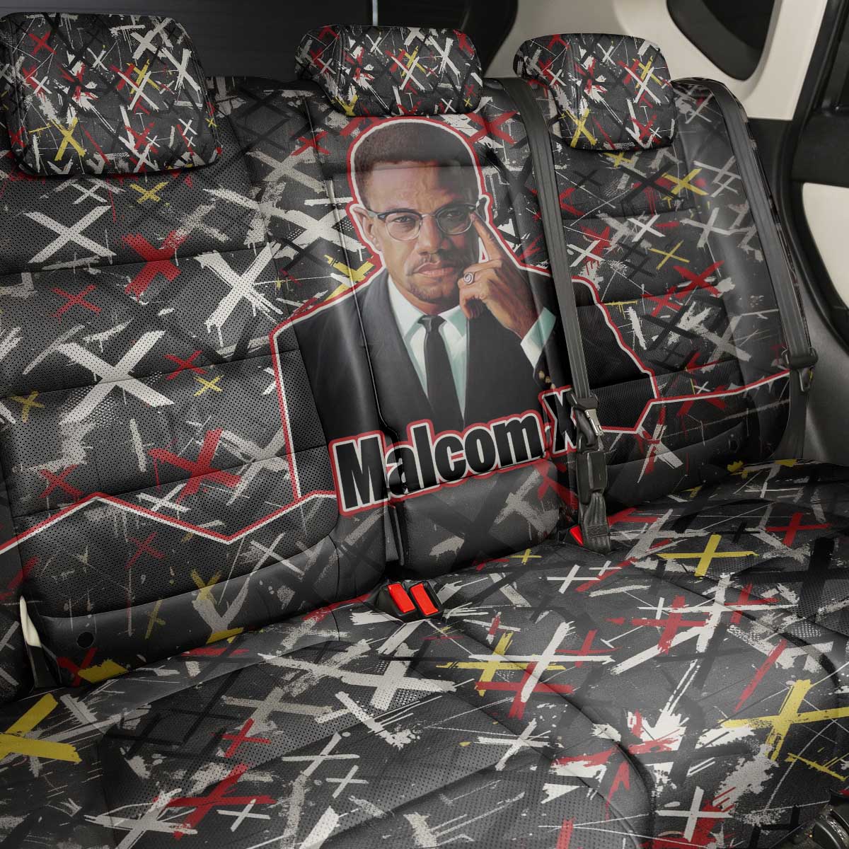 Malcolm X Back Car Seat Cover Street Art Style Portrait Quote The Future Belongs to Those Who Prepare Civil Rights Tribute - Wonder Print Shop