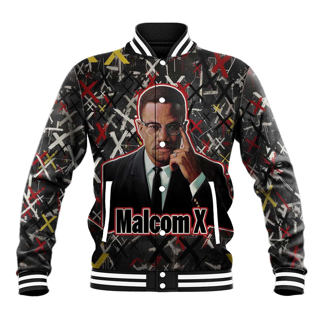 Malcolm X Baseball Jacket Street Art Style Portrait Quote The Future Belongs to Those Who Prepare Civil Rights Tribute - Wonder Print Shop