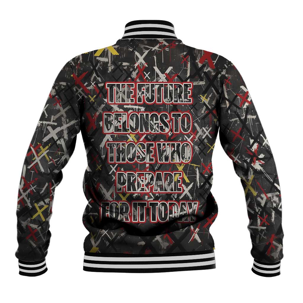 Malcolm X Baseball Jacket Street Art Style Portrait Quote The Future Belongs to Those Who Prepare Civil Rights Tribute - Wonder Print Shop