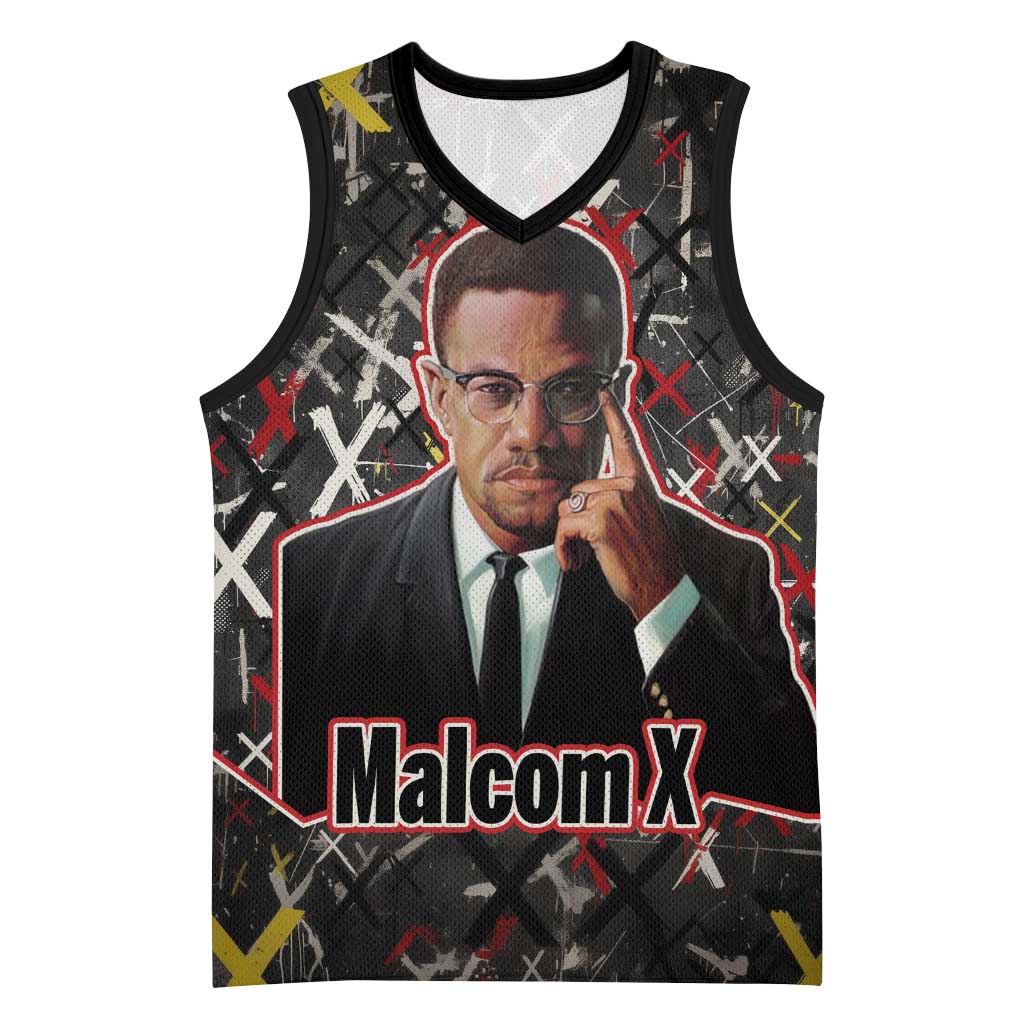 Malcolm X Basketball Jersey Street Art Style Portrait Quote The Future Belongs to Those Who Prepare Civil Rights Tribute - Wonder Print Shop