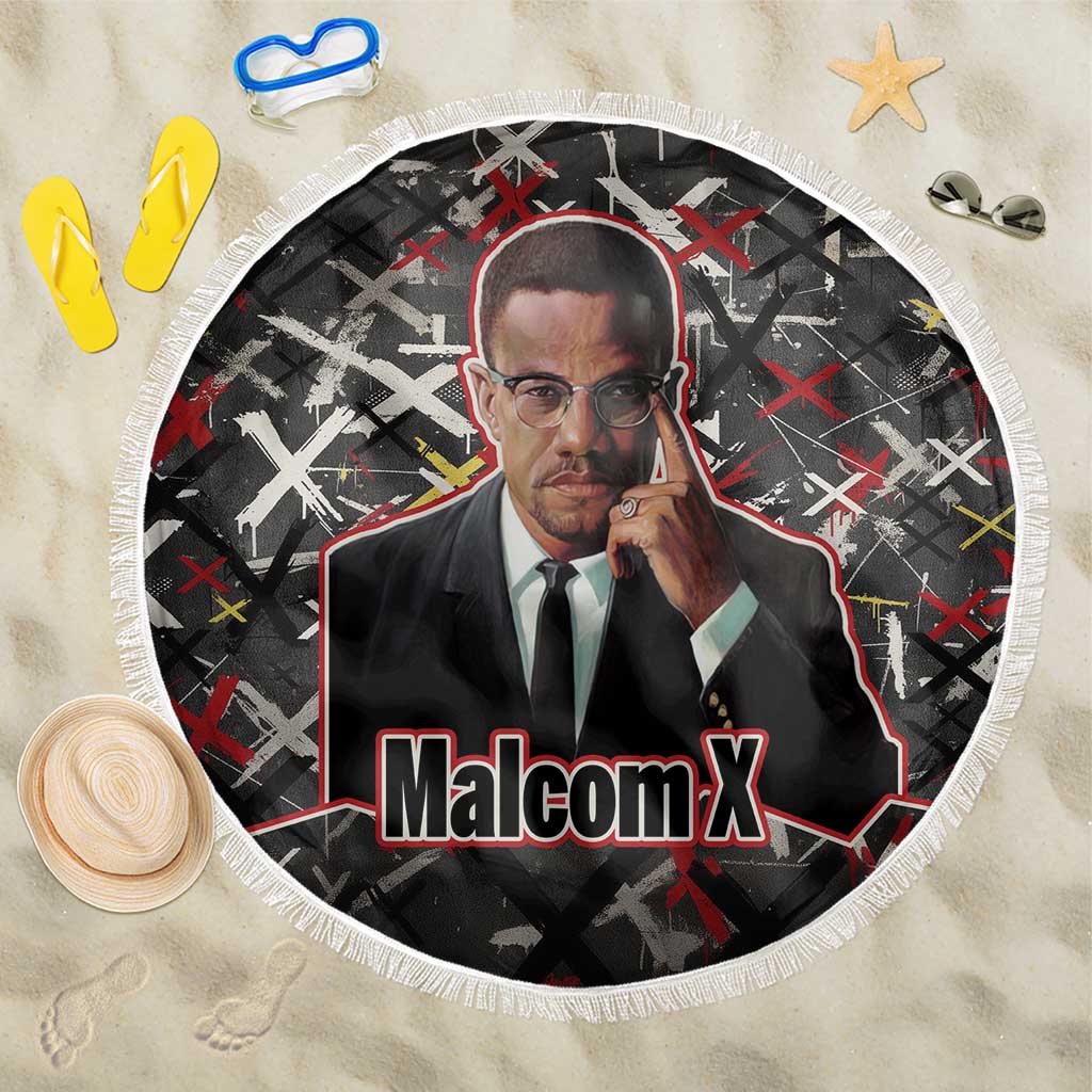 Malcolm X Beach Blanket Street Art Style Portrait Quote The Future Belongs to Those Who Prepare Civil Rights Tribute - Wonder Print Shop