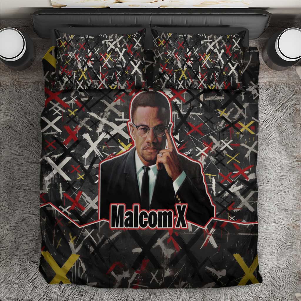 Malcolm X Bedding Set Street Art Style Portrait Quote The Future Belongs to Those Who Prepare Civil Rights Tribute - Wonder Print Shop