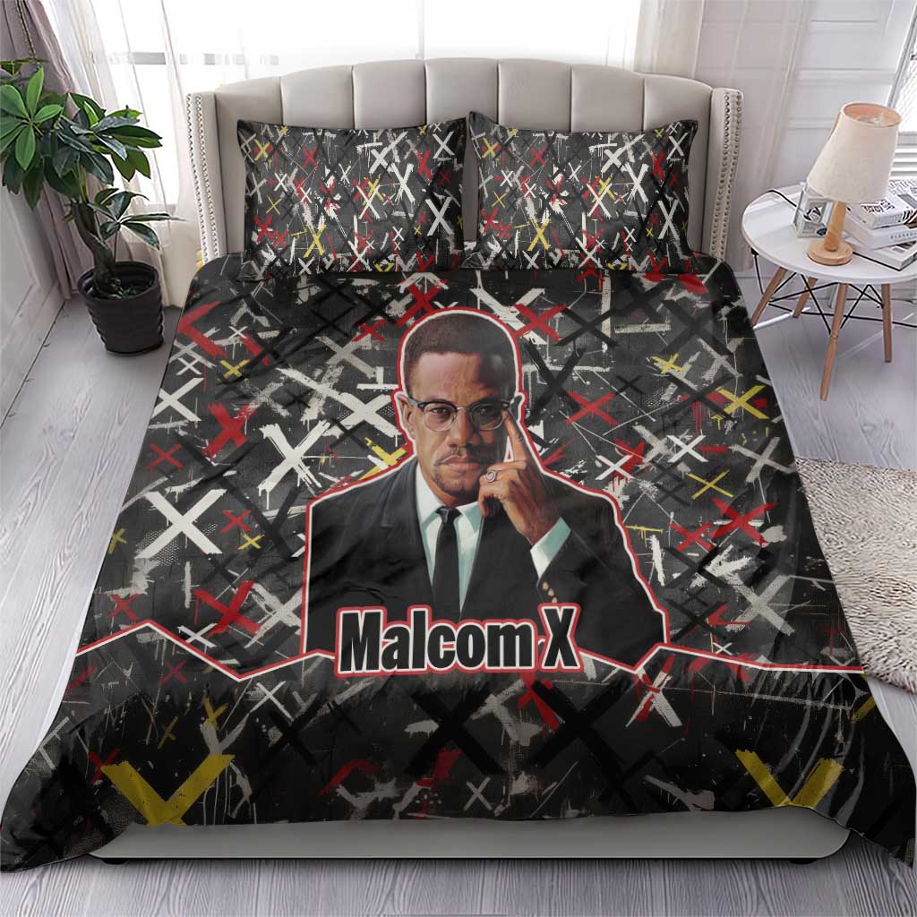 Malcolm X Bedding Set Street Art Style Portrait Quote The Future Belongs to Those Who Prepare Civil Rights Tribute - Wonder Print Shop