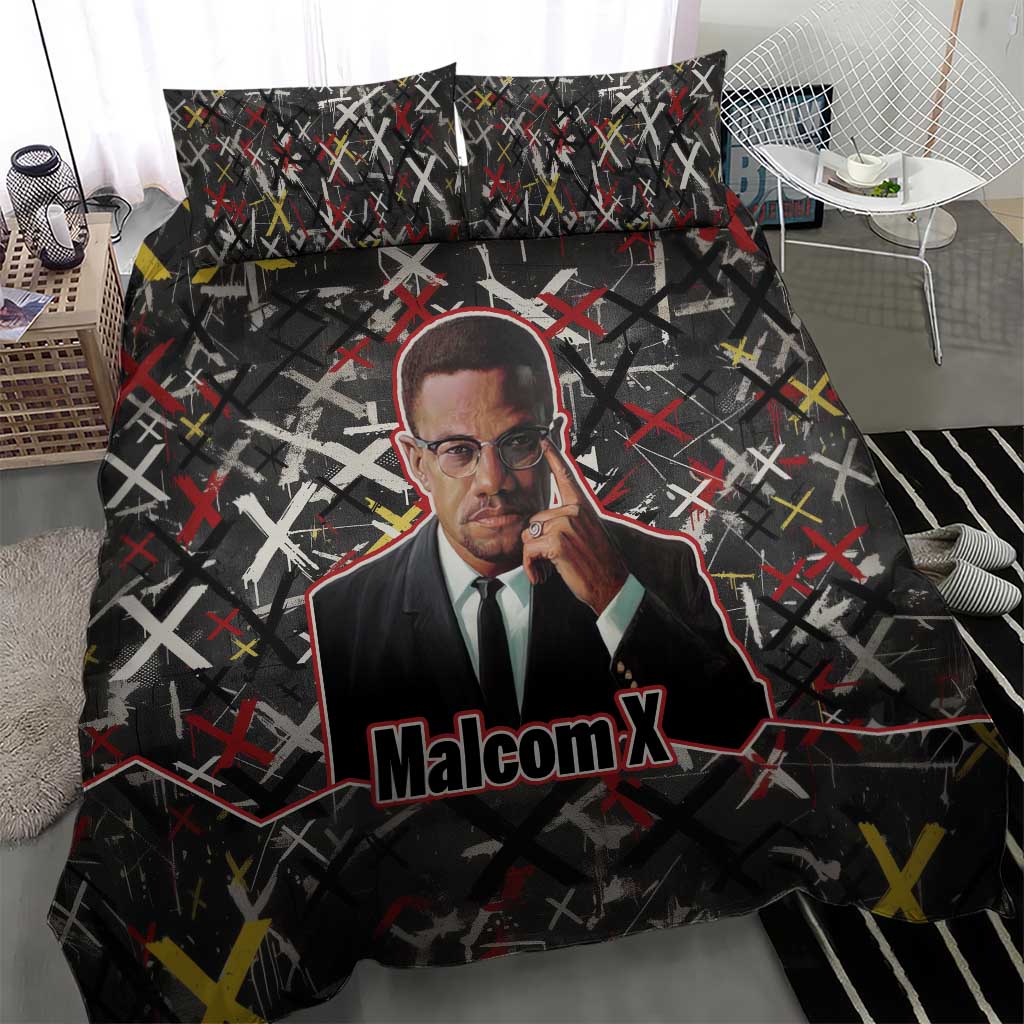 Malcolm X Bedding Set Street Art Style Portrait Quote The Future Belongs to Those Who Prepare Civil Rights Tribute - Wonder Print Shop