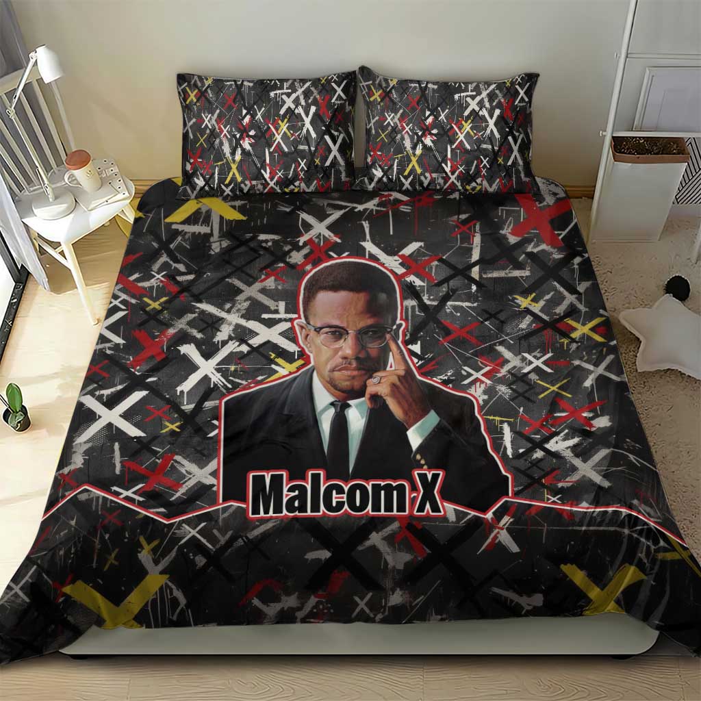 Malcolm X Bedding Set Street Art Style Portrait Quote The Future Belongs to Those Who Prepare Civil Rights Tribute - Wonder Print Shop