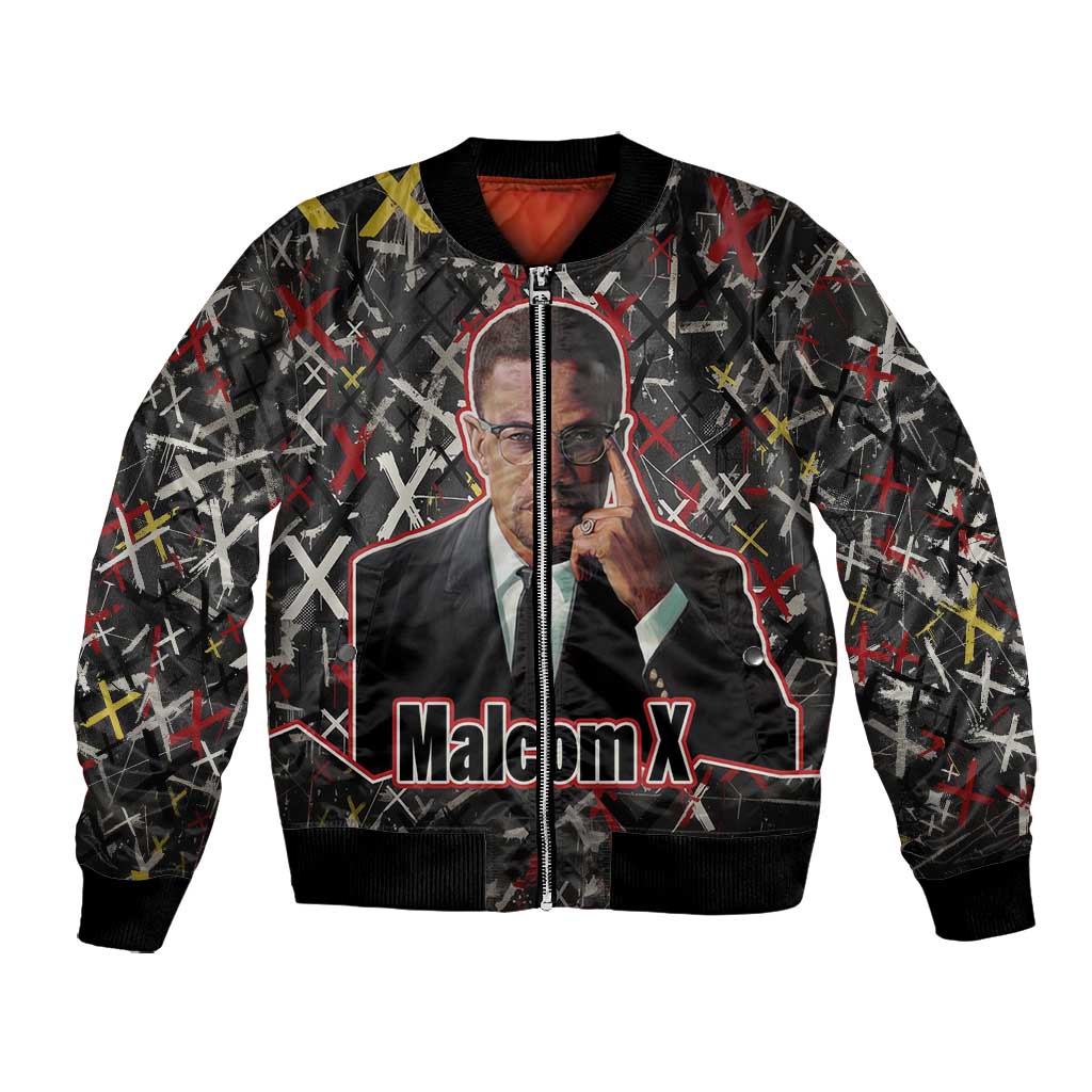 Malcolm X Bomber Jacket Street Art Style Portrait Quote The Future Belongs to Those Who Prepare Civil Rights Tribute - Wonder Print Shop