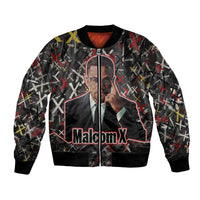 Malcolm X Bomber Jacket Street Art Style Portrait Quote The Future Belongs to Those Who Prepare Civil Rights Tribute - Wonder Print Shop