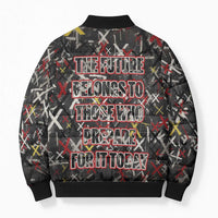 Malcolm X Bomber Puffer Jacket Street Art Style Portrait Quote The Future Belongs to Those Who Prepare Civil Rights Tribute - Wonder Print Shop