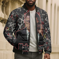 Malcolm X Bomber Puffer Jacket Street Art Style Portrait Quote The Future Belongs to Those Who Prepare Civil Rights Tribute - Wonder Print Shop