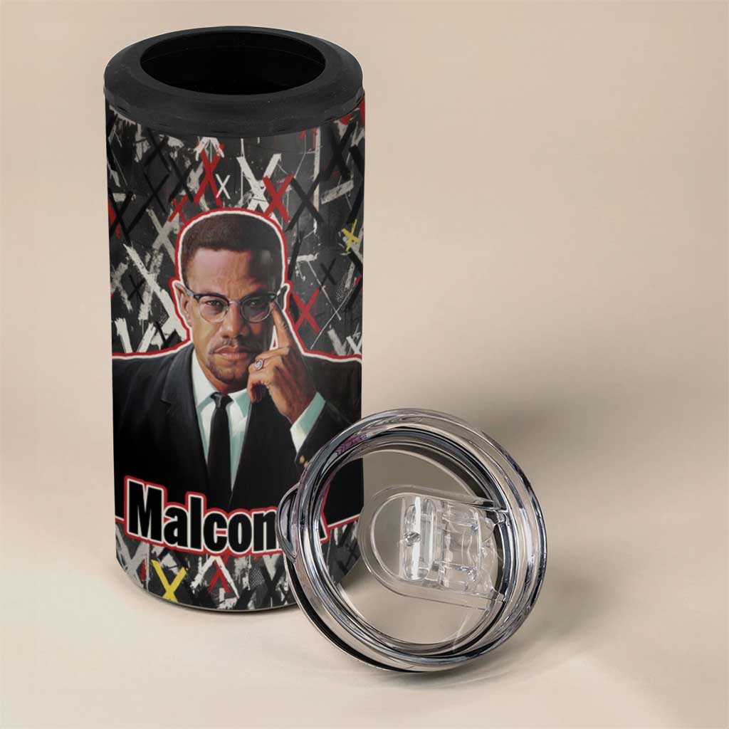 Malcolm X 4 in 1 Can Cooler Tumbler Street Art Style Portrait Quote The Future Belongs to Those Who Prepare Civil Rights Tribute - Wonder Print Shop