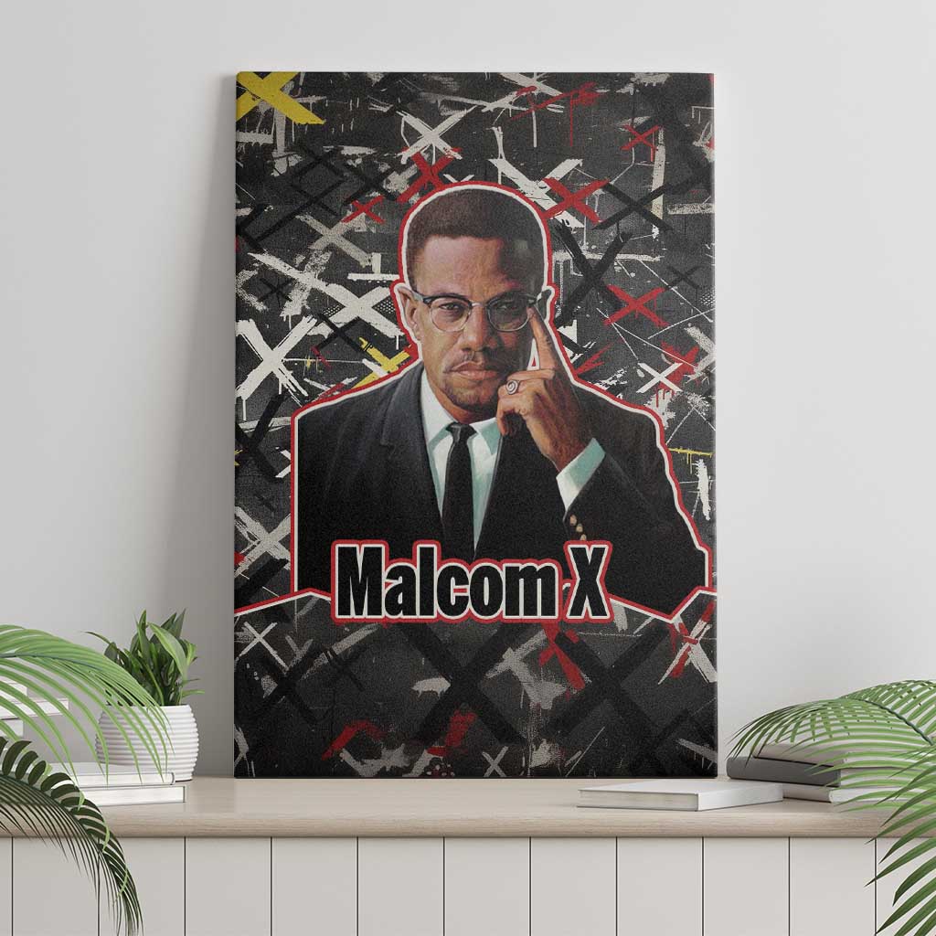 Malcolm X Canvas Wall Art Street Art Style Portrait Quote The Future Belongs to Those Who Prepare Civil Rights Tribute - Wonder Print Shop