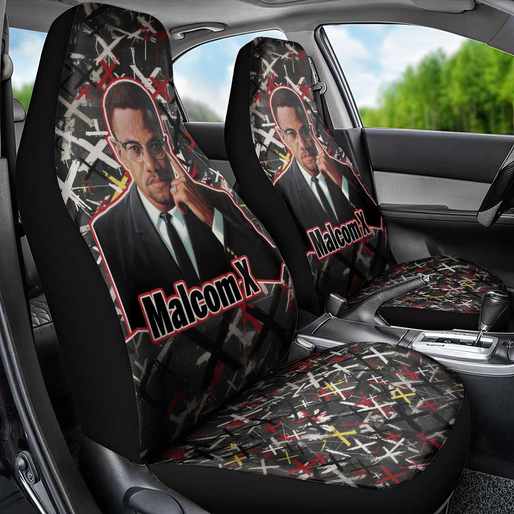 Malcolm X Car Seat Cover Street Art Style Portrait Quote The Future Belongs to Those Who Prepare Civil Rights Tribute - Wonder Print Shop