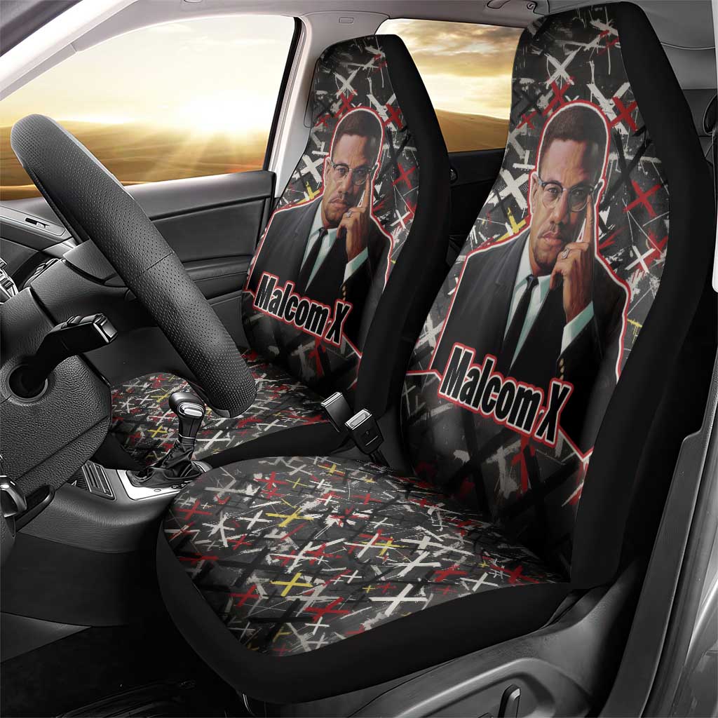 Malcolm X Car Seat Cover Street Art Style Portrait Quote The Future Belongs to Those Who Prepare Civil Rights Tribute - Wonder Print Shop