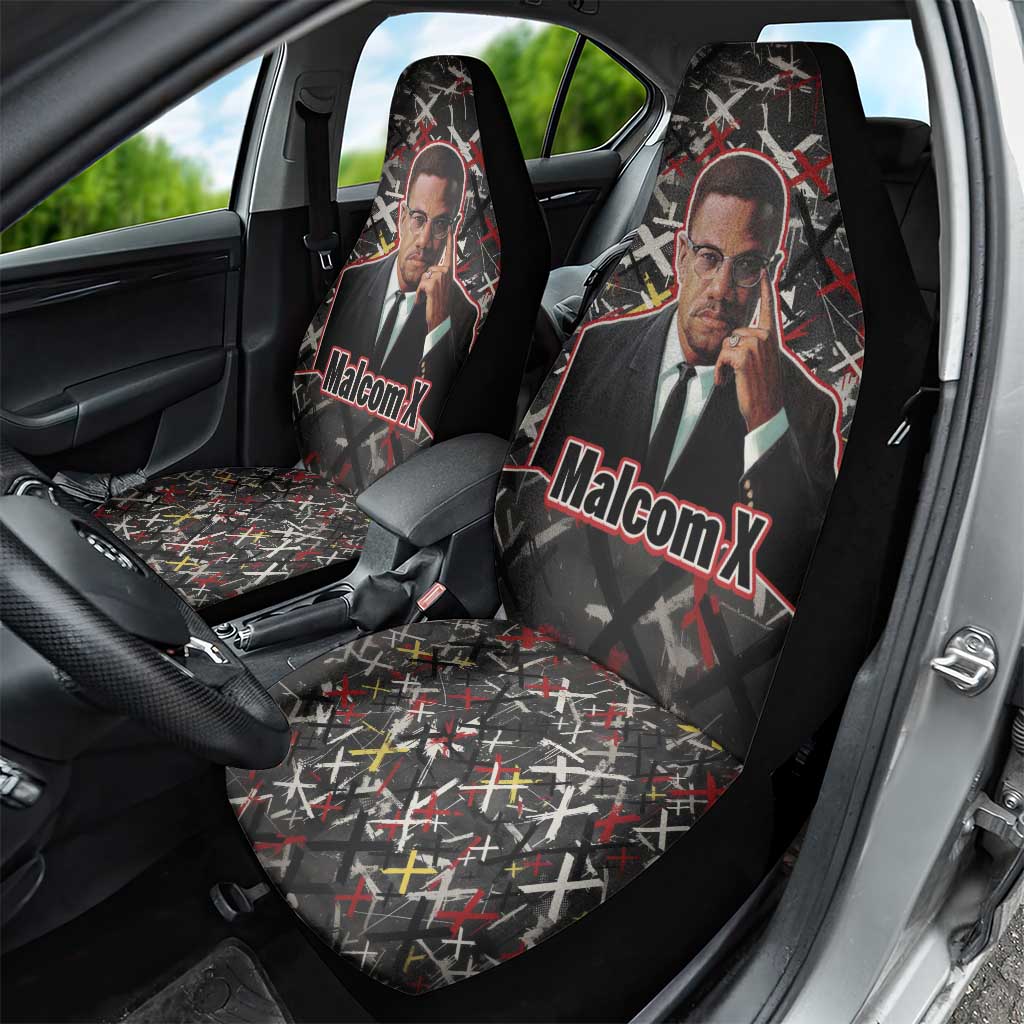 Malcolm X Car Seat Cover Street Art Style Portrait Quote The Future Belongs to Those Who Prepare Civil Rights Tribute - Wonder Print Shop