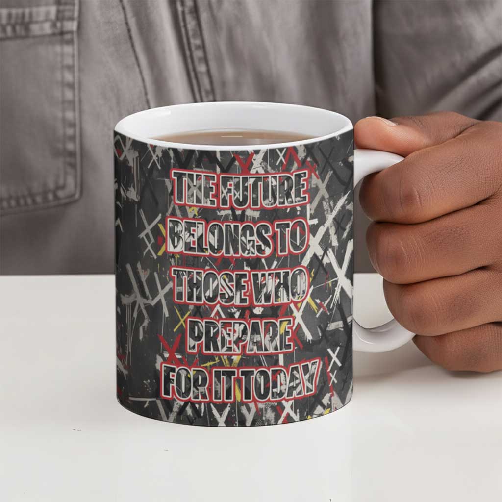 Malcolm X Ceramic Mug Street Art Style Portrait Quote The Future Belongs to Those Who Prepare Civil Rights Tribute - Wonder Print Shop