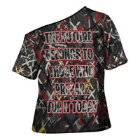 Malcolm X Cross Shoulder Shirt Street Art Style Portrait Quote The Future Belongs to Those Who Prepare Civil Rights Tribute - Wonder Print Shop