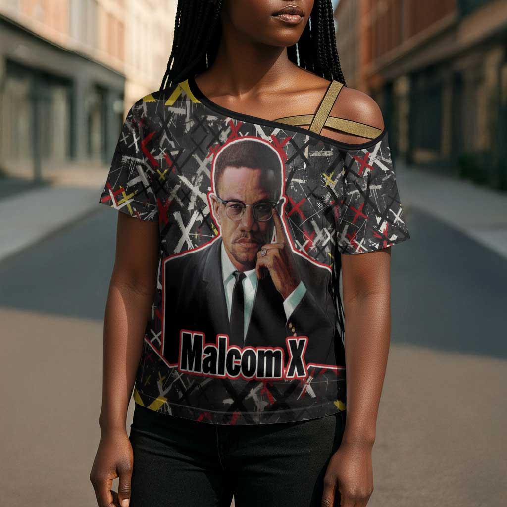Malcolm X Cross Shoulder Shirt Street Art Style Portrait Quote The Future Belongs to Those Who Prepare Civil Rights Tribute - Wonder Print Shop