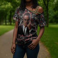 Malcolm X Cross Shoulder Shirt Street Art Style Portrait Quote The Future Belongs to Those Who Prepare Civil Rights Tribute - Wonder Print Shop