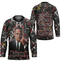 Malcolm X Hockey Jersey Street Art Style Portrait Quote The Future Belongs to Those Who Prepare Civil Rights Tribute - Wonder Print Shop