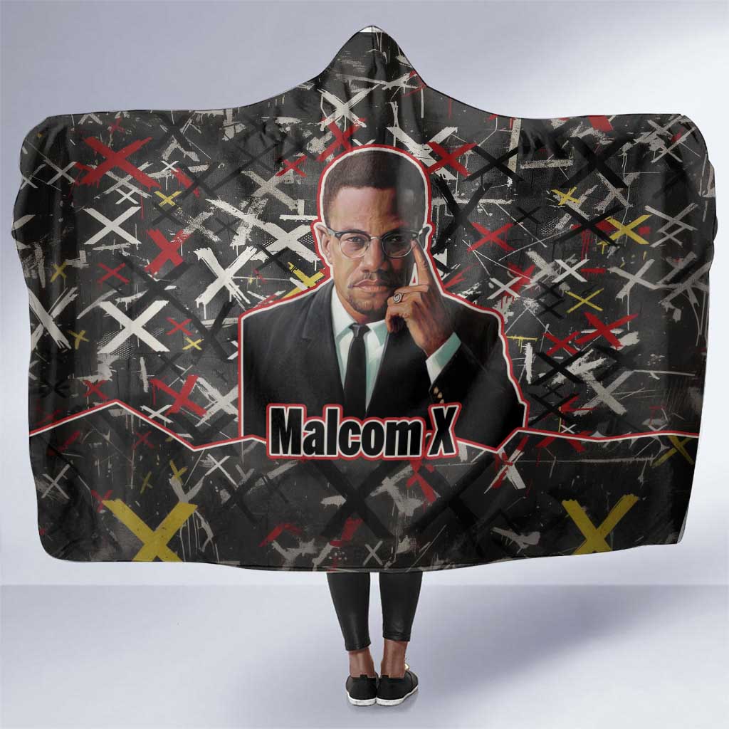 Malcolm X Hooded Blanket Street Art Style Portrait Quote The Future Belongs to Those Who Prepare Civil Rights Tribute - Wonder Print Shop