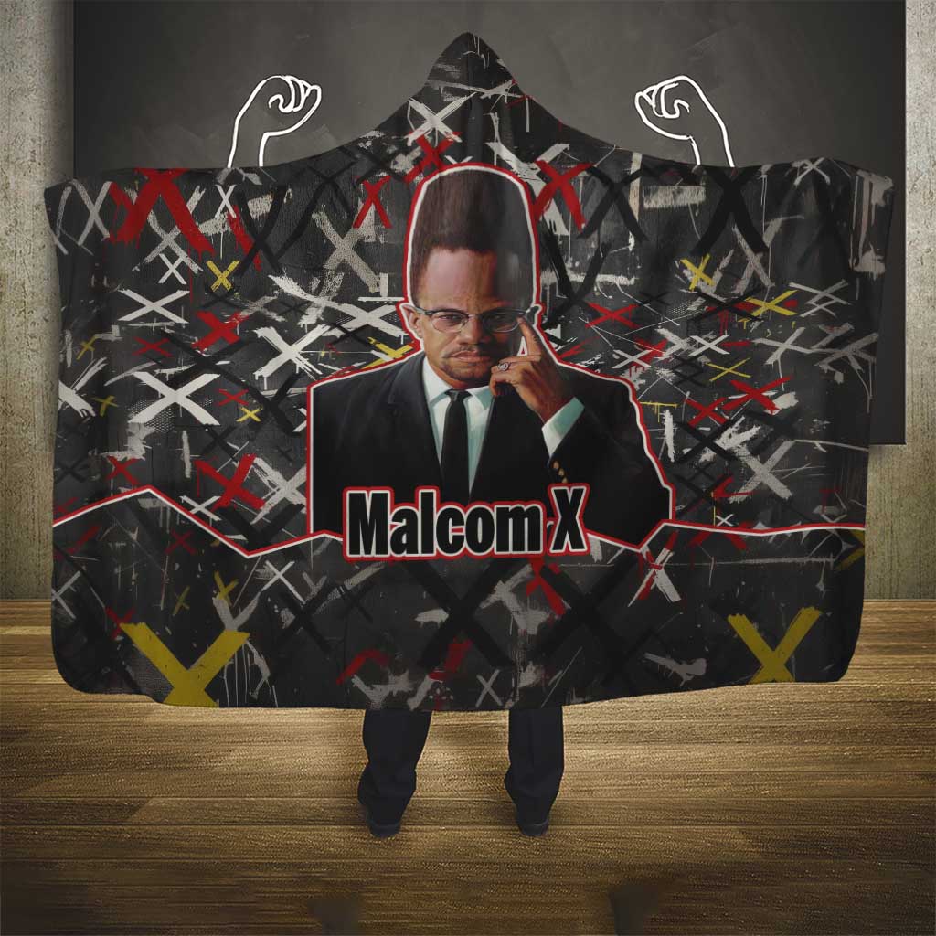 Malcolm X Hooded Blanket Street Art Style Portrait Quote The Future Belongs to Those Who Prepare Civil Rights Tribute - Wonder Print Shop