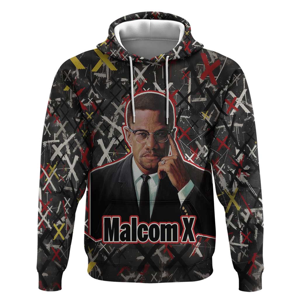 Malcolm X Hoodie Street Art Style Portrait Quote The Future Belongs to Those Who Prepare Civil Rights Tribute - Wonder Print Shop